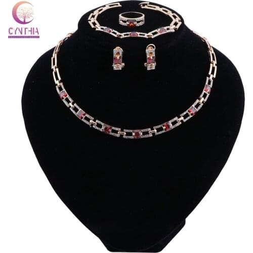 Dubai Bridal Jewelry Sets Crystal Gold Color Jewellery Sets For Women Nigerian Wedding Jewelry Set
