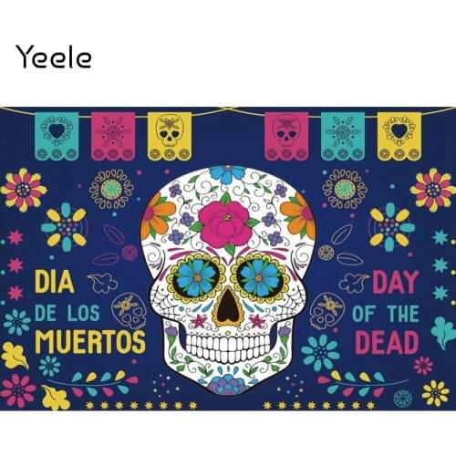 Yeele Day of the Dead Backdrop For Mexican Sugar Skull Photography Background Dia DE Los Muertos Dress-up Party Decorations