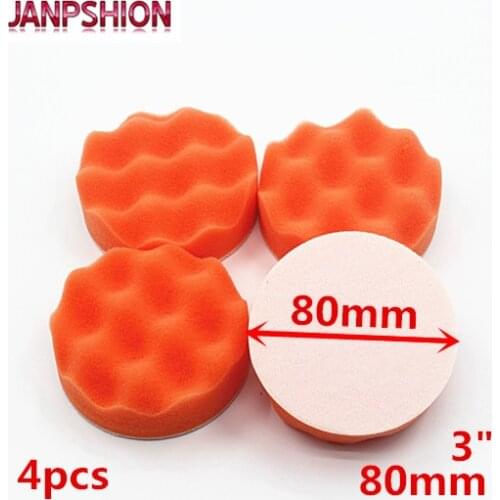 JANPSHION 4PC 80mm Car Polisher Buffer pads wave sponge Gross Polishing Buffing Pad 3" Clean waxing Auto paint maintenance care