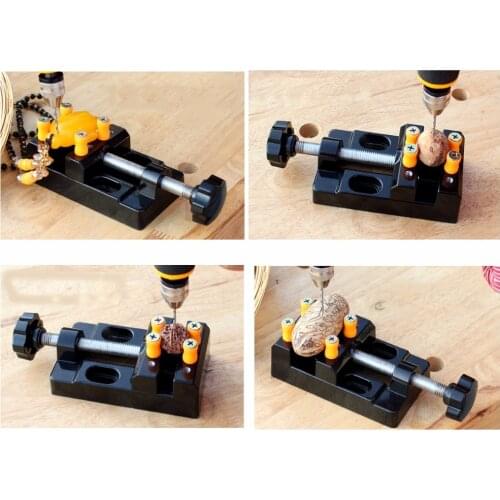Mini Clamp Table Bench Vice Pin Vise Hand Drill with 20 Pcs Twist Drill Bit for Jewelry DIY Carving Tool Bed Nuclear Needle File