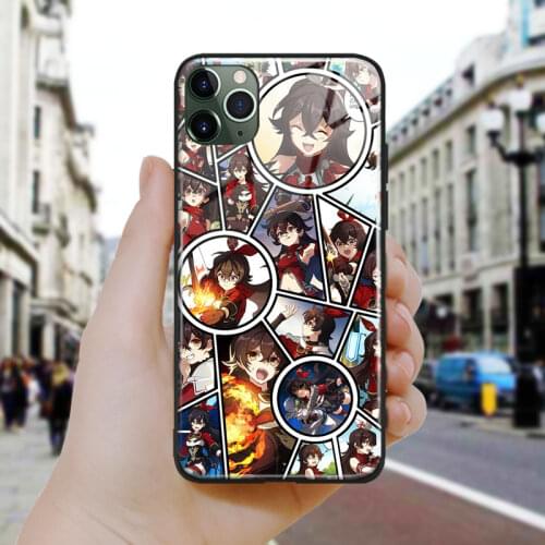 Amber genshin impact fanart Soft Silicone Glass Phone Case Cover Shell For iPhone SE 6 6s 7 8 Plus X XR XS 11 12 Mini Pro Max
