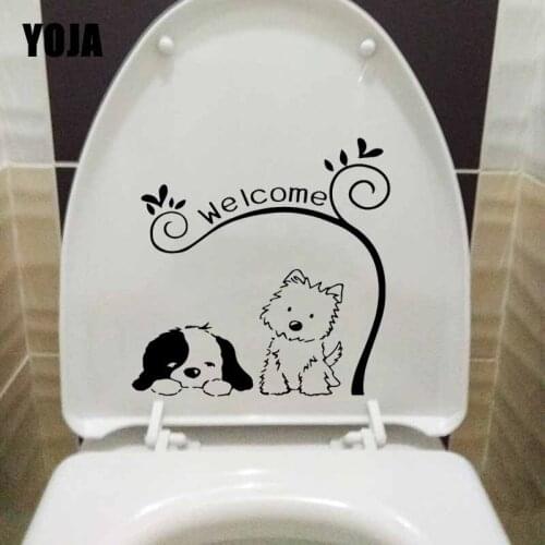 YOJA 22.9X22.9CM Dog Cute Animal Pet Welcome Wall Stickers Kids Room Decoration Toilet Decal T5-1508
