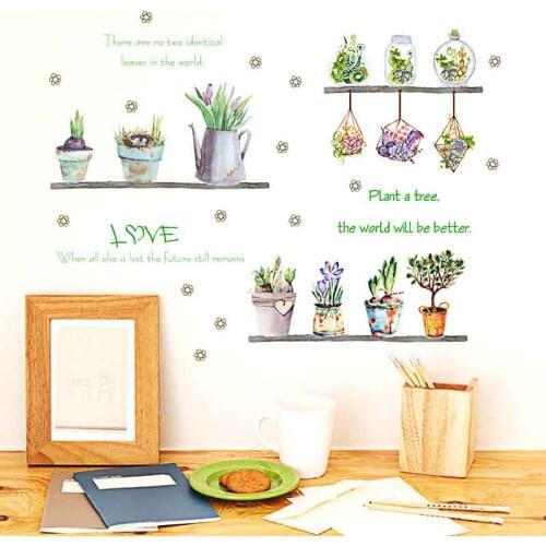 Potted Bedroom Cabinet Window Sill Living Room Entrance TV Background Wall Decorative Waterproof Wall Stickers