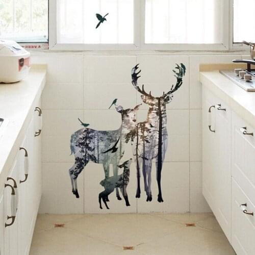 Deer Elk Wall Stickers Silhouette Vinyl Decal For Living Room Bedroom Kids Room Decor DIY Wall Stickers Mural Removable QB990192