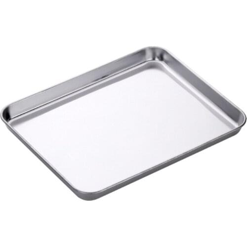 Stainless Steel Cake Baking Pastry Food Storage Tray Rectangle Fruit Plate Pan