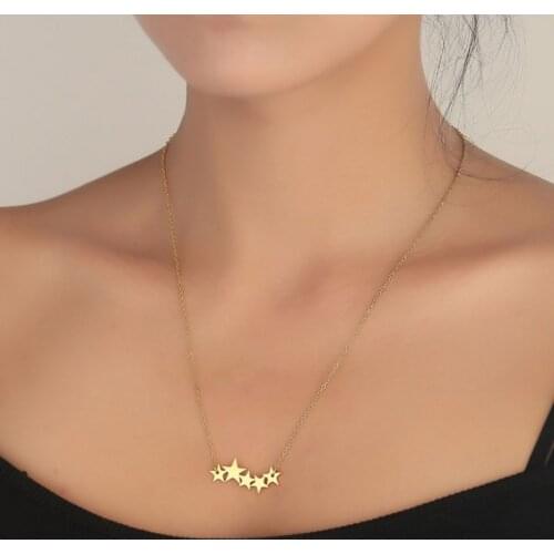 Stylish 5 Stars Pendant Necklaces for Girls Women Pentagram Choker Trendy Sweet Birthday Jewelry Gift