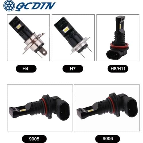 QCDIN 2Pcs LED Headlight Bulbs LED Car Auto Headlamp H8/H7/H4/9005/9006 Fog Lamp DC12-24V 480Lm Auto Headlamp Led Light