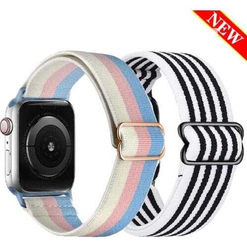 Solo Loop Nylon Strap for Apple watch band 44mm 40mm 38mm 42mm Adjustable Elastic Scrunchie bracelet correa iWatch 2 3 4 5 6 se