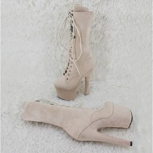 Leecabe 17CM/7inches Suede PU upper fashion Dancing Party High Heel platform Pole Dance boot