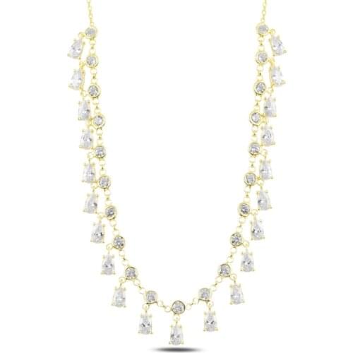 Silver 925 Sterling Dangle Zircon Cubic Zirconia Necklace