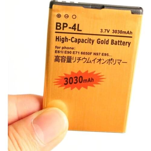 Ciszean 10pcs 3030mAh BP-4L Gold Replacement Battery For Nokia E61i E90 6650 E63 E71 E72 E73 N97 E95 6790 E52 E55 6760 N97i N810