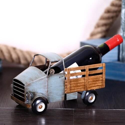 TOOARTS Pickup truck wine rack Wine shelf Metal sculpture Practical sculpture Home decoration Interior decoration Crafts