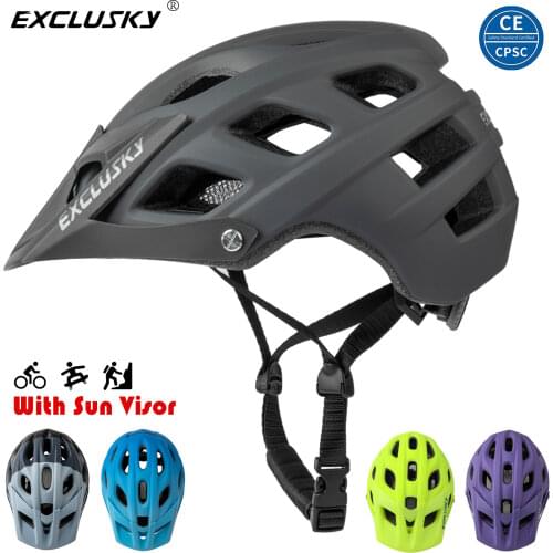 Exclusky Mountain MTB Bicycle Helmet With Visor Lightweight Cycling Downhill CAP For Adult
