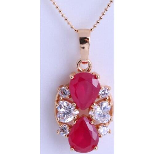 Love Monologue Classic Red Rose Crystal & Cubic Zirconia Necklace Pendants for Wedding X0474 Free Jewelry Bag