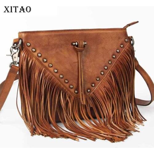 XITAO Vintage Tassel Shoulder Bags Fashion New Women Patchwork Solid Color Cowhide on Hand Minority Casual Bags LDD1921