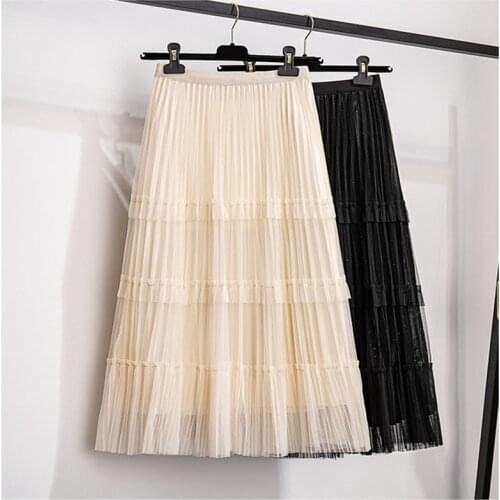 2021 summer plus size lace skirt 9XL-5XL fashion womens loose temperament lace can wear large size pleated skirts on both sides