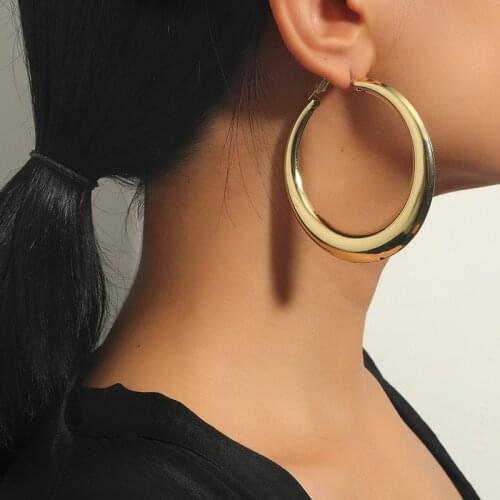 Big Circle Gold Color Hoop Earrings For Women Simple Elegant Round Earrings Fashion 2021 Womens Ear Creoles Jewelry Accesories