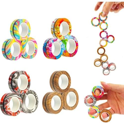 3pcs NEW Anti-stress Magnetic Rings Magnetic Bracelet Ring Unzip Toy Magic Ring Props Tools Decompression Toys Finger Rings Toy
