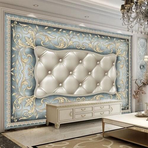 Custom Mural Wallpaper 3D Geometric Soft Roll Pattern Wall Painting Luxury Light Blue Background Wall Decor Living Room Frescoes
