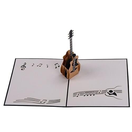 3D RETRO GUITAR Pop Up Greeting Card Birthday Wedding Baby Shower Valentine