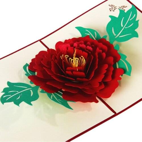 3D Pop Up Paper Laser Cut Greeting Cards Creative Handmade Peony Birthday Christmas Anniversary Souvenirs Postcards