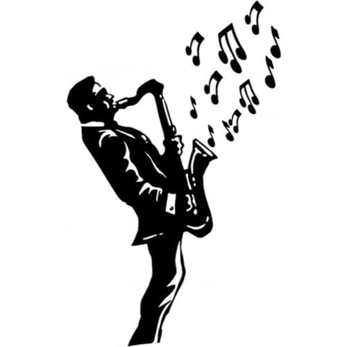 Car Sticker Fashion Saxophone Sir PVC Applique Car Decoration Sticker Waterproof Cover Scratch Black/White, 18cm*11cm
