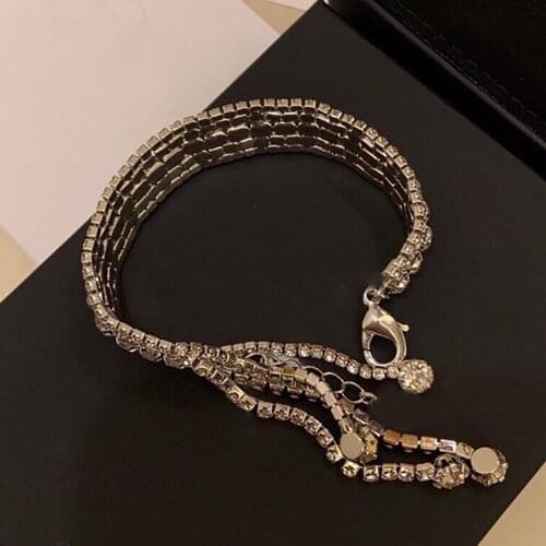 Brand Vintage Color Fashion Jewelry Copper Chain Black Name White Bracelet Fashion Praty Jewelry Name Crystal Bracelet Vintage