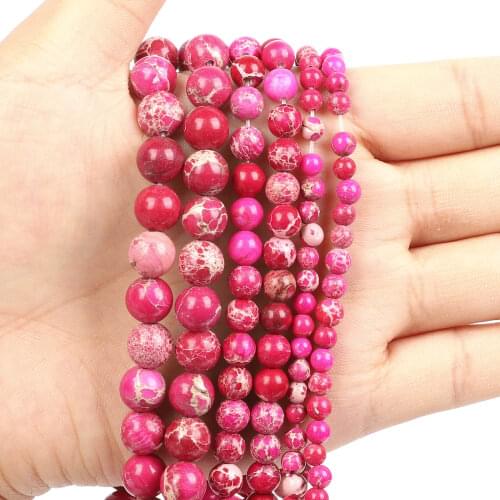 Natural Stone Beads Rose Red Emperor Stone Loose Beads for Jewelry Making Needlework DIY Bracelet Strand 4-12 MM