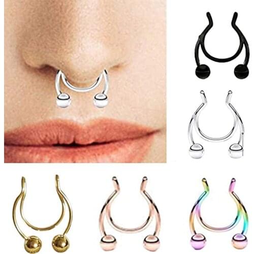Fake Nose Ring Hoop Stud New Nose Clip Stainless Steel Hot Sale Nasal Septum False Nose Ring Piercing Jewelry Accessories