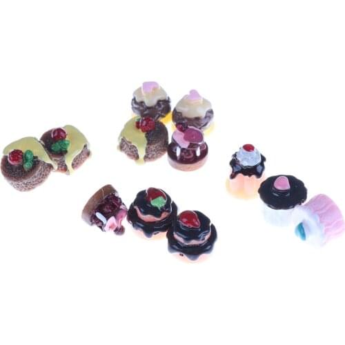 Hot Sale 5pcs/set 1:12 Simulation Mini Cake Dollhouse Miniature Food Scene Model Diy Doll House Accessories Resin Cake Model