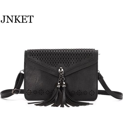 JNKET New Retro Womens Shoulder Bags PU Leather Cellphone Bag Tassel Sling Bag Leisure Crossbody Bag