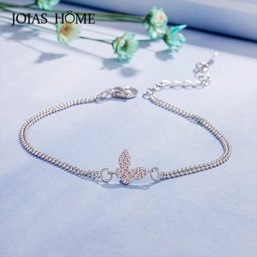 JoiasHome Classic 925 Sterling Silver Bracelet For Charm Lady With Zircon Butterfly Shape Wedding Party Wholesale Gifts 2021 New