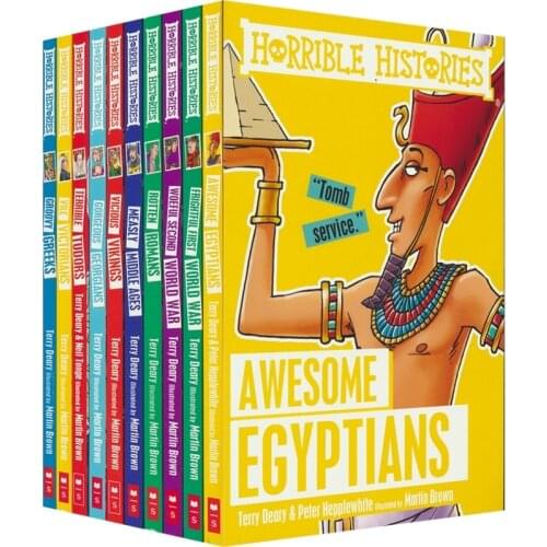 9-12 year 10 book/set Scholastic Horrible Histories Collection Humorous English picture book Childrens extracurricular reading