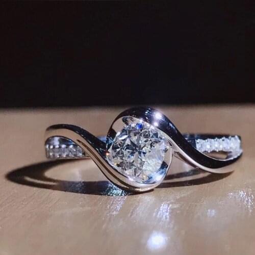 AEAW 0.5Carat 5mm Round Cut Engagement&Wedding Diamond Ring Halo Ring Genuine 18K White Gold