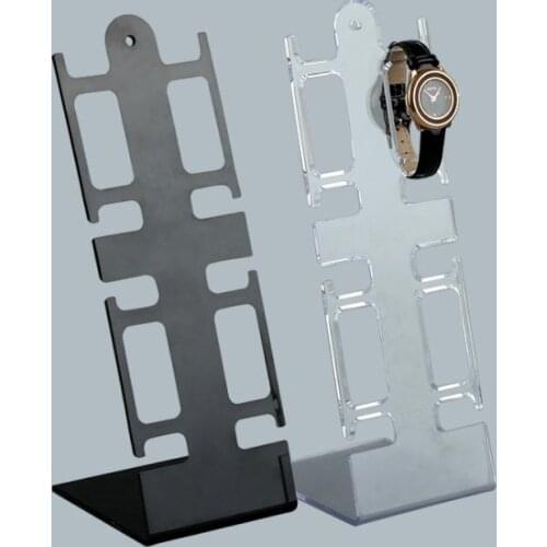 L Shaped Clear Black Plastic Watch Display Stand Wristwatch Holder Rack Watch Bracelet Jewelry Display Stand SN2709