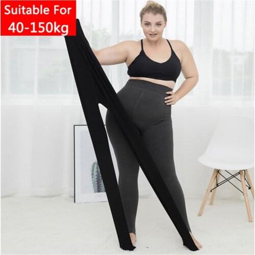 Leggings For Women Warm And Velvet Autumn And Winter Large Size Solid Color Trousers High Waist Large Size Female Leggings