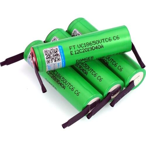 VariCore VTC6 3.7V 3000 mAh 18650 Li-ion Rechargeable Battery 30A Discharge for VC18650VTC6 batteries + DIY Nickel Sheets