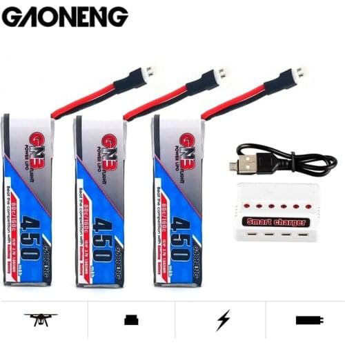 Gaoneng GNB 1S 3.7V 450mAh RC LiPo Battery 80C MAX 160C For RC Quadrotor Airplane FPV Racing Drone Parts With 6in1 Charger