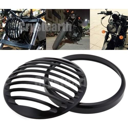 Motorcycle Accessorie 5 3/4" Aluminum Black Grill Cover For Harley 5.75" Headlight Head Light Cover Sportster XL 883 1200 04-14