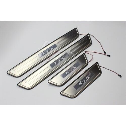 Stainless Steel Led Door Sill Scuff Plate Guard Sills Protector Trim For KIA K3S 2014-2020