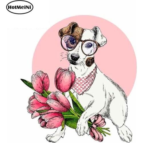 HotMeiNi 13cm x 12.6cm Funny Car Stickers and Decals for Cute Dog Graphics Decal Laptop Bumper Wall Car Assessoires