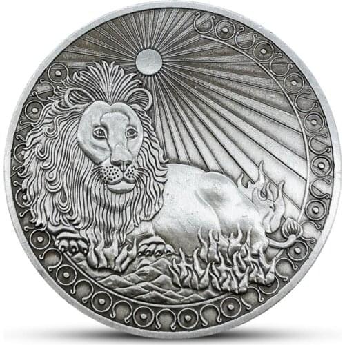 New 12 Constellation Leo Souvenir Coin Western Astrology Embossed Collectible Commemorative Coins Holiday Gifts