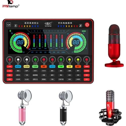 Sound Mixing Bluetooth USB Record with Mircrophone Computer 48V Phantom Power Professional Audio Sound Card Live-stream Mixer