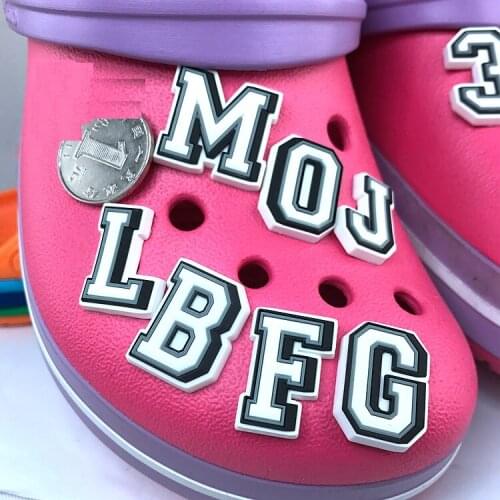 Original JIBZ Childrens gift capital letter noctilucence shoe charms toys Cartoon PVC beach shoe accessories for kids