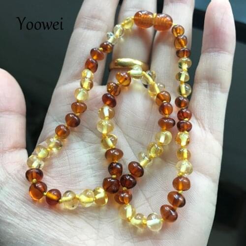Yoowei Baby Amber Teething Necklace for Gift Genuine Bead Women Baroque Natural Baltic Amber Jewelry Bracelet Necklace Wholesale
