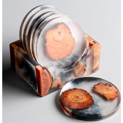 1 Piece Resin Pine Coasters Heat-resistant Placemats Drink Mat Tea Coffee Cup Pad Waterproof Non-slip Table Decor Tableware Pad