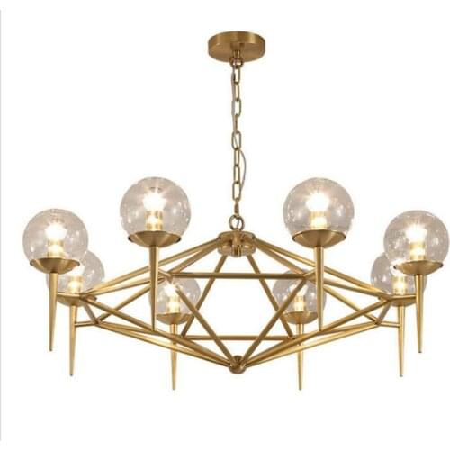 Post-modern Loft Gold Glass Ball Modo E27 Pendant Light for Living Room Dining Room Bedroom 6/8 Heads 80-265V 1518