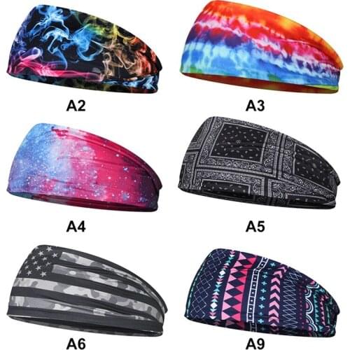 Starry Sky Digital Print Cycling Yoga Sport Sweat Headbands Sweatbands Breathable Headband Yoga Hair Bands Head Sweat Bands