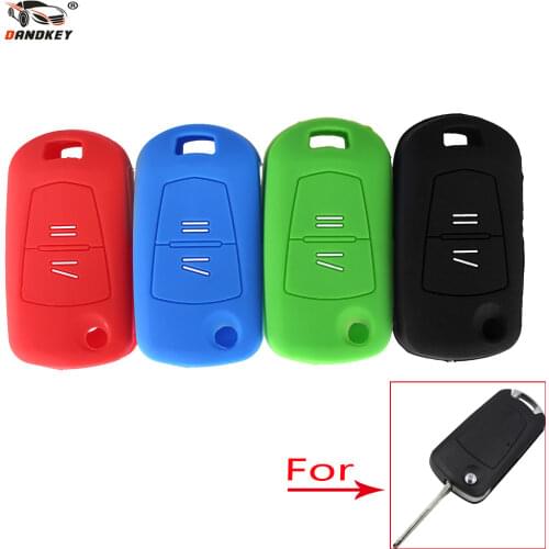 Dandkey Silicone Shell Cover Flip Folding Key Shell Case FOB 2 Button for Opel Corsa Astra Kadett Monza No Logo