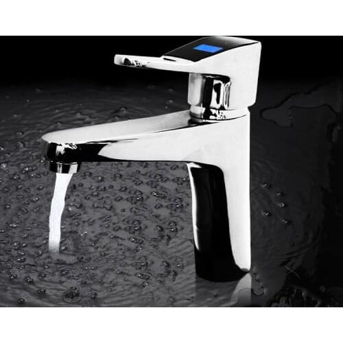 Temperature Sensitive sink basin faucet mixer, Bathroom dish basin faucet chrome, Single hole wash basin faucet hot and cold